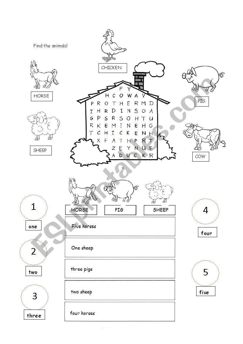 farm animals worksheet