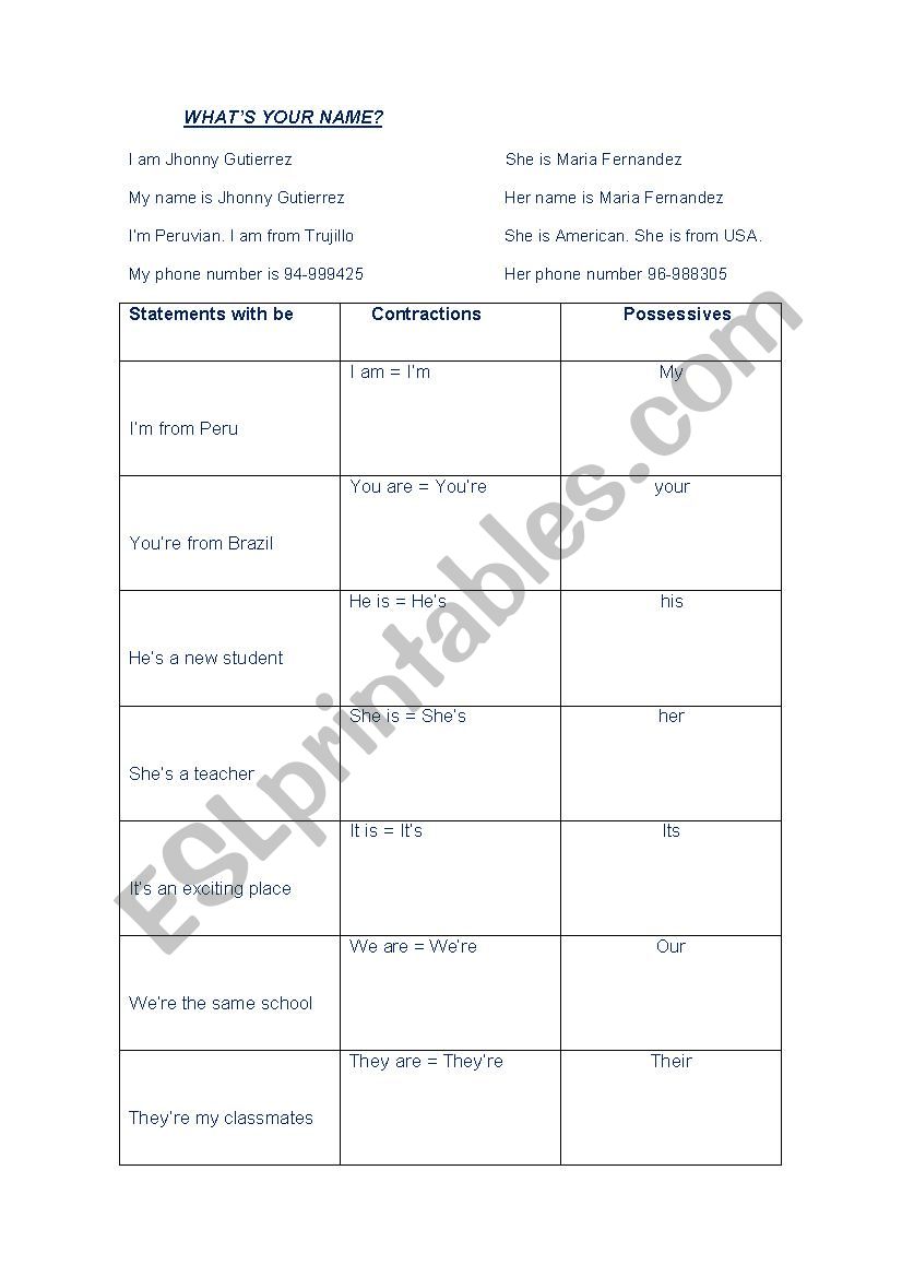 Whats your name? worksheet