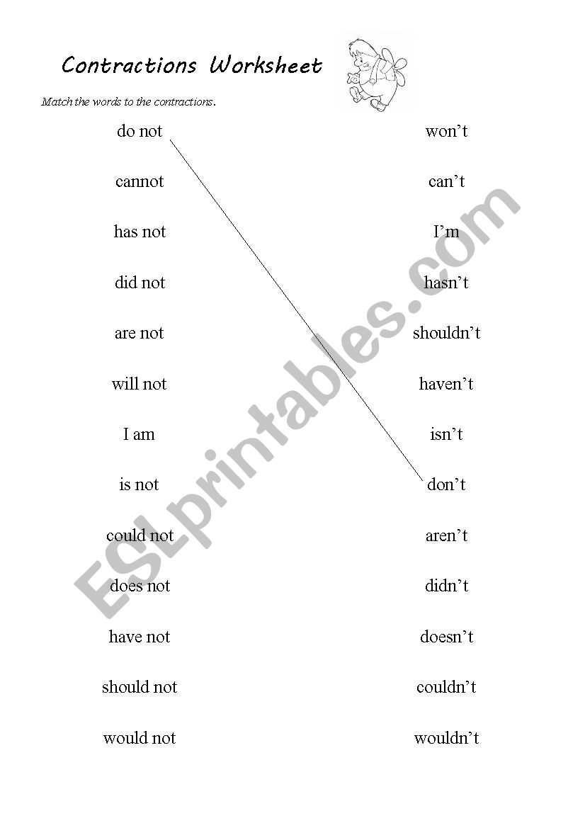 Contractions Worksheet 2 worksheet