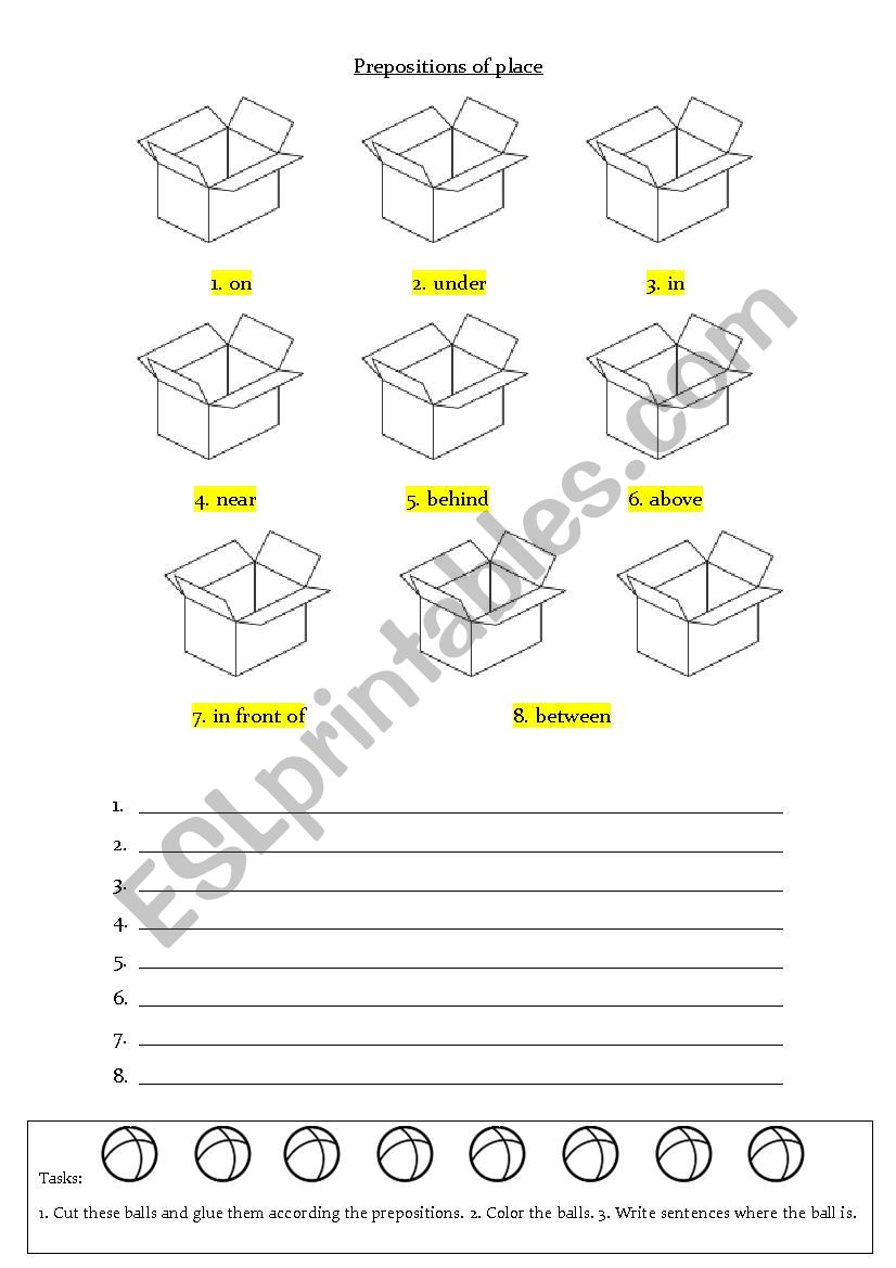 Prepositions of place worksheet