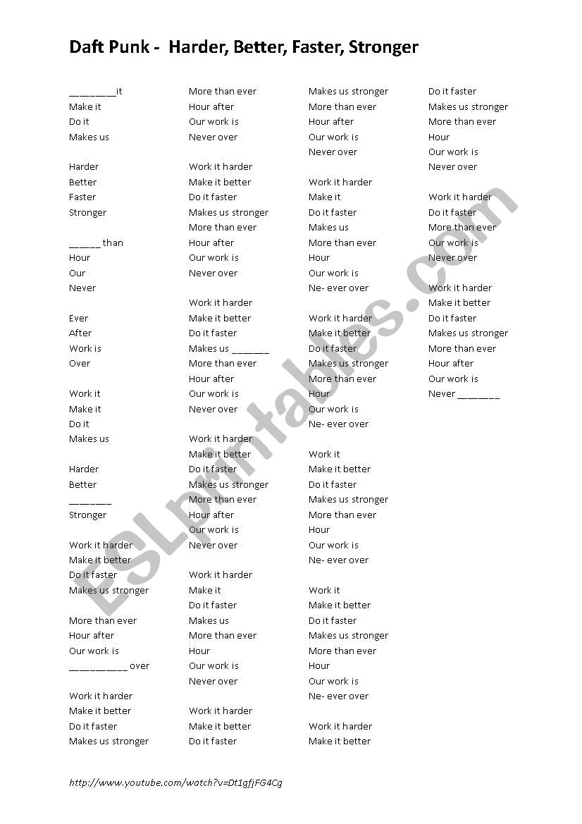 Daft hands- song on comparatives