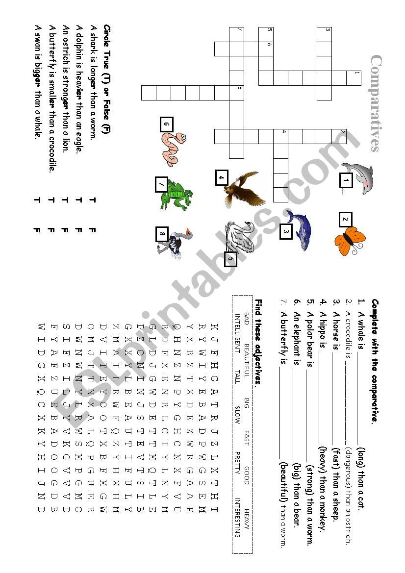 comparing animals worksheet