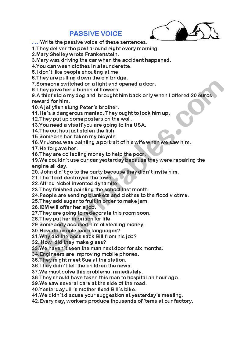 Passive voice worksheet