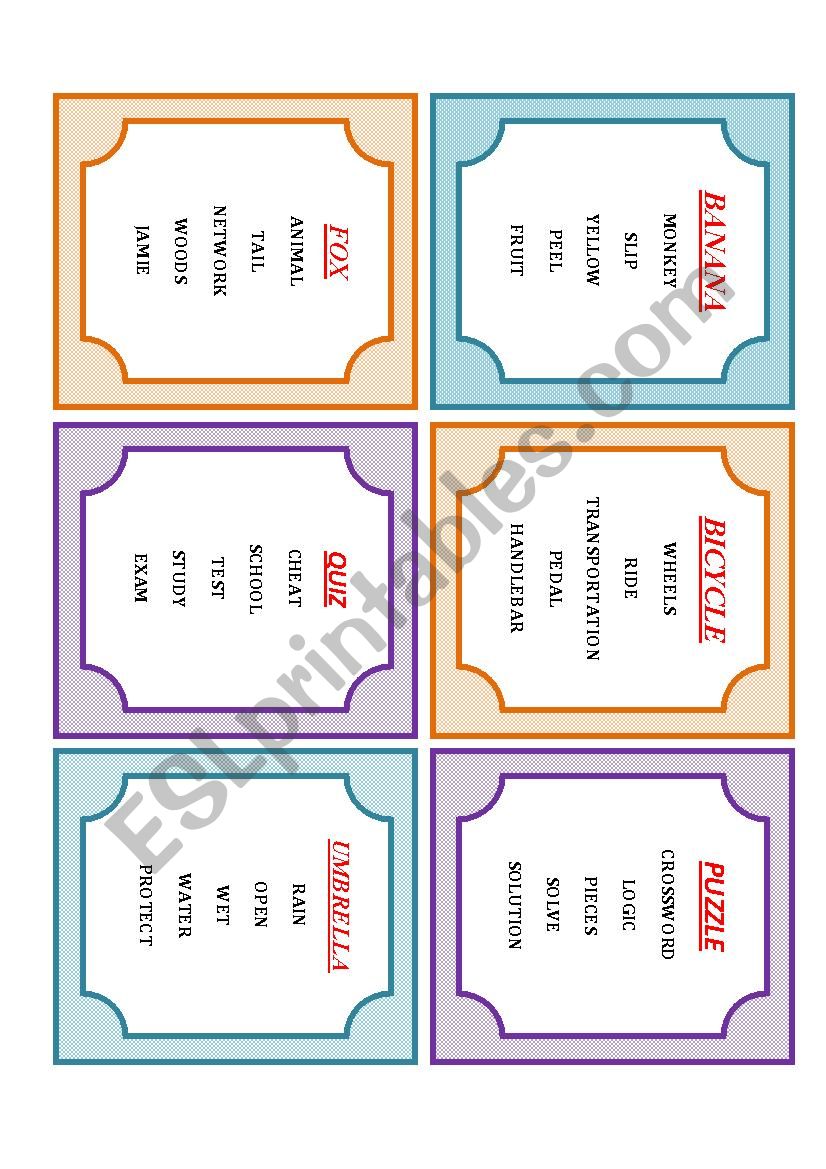 A2-TABOO CARDS - PART 3 !!! . worksheet
