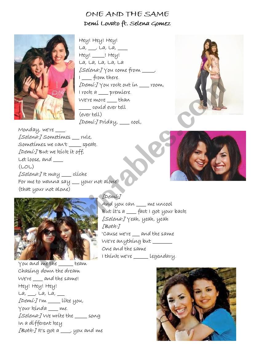  Demi&Selena worksheet
