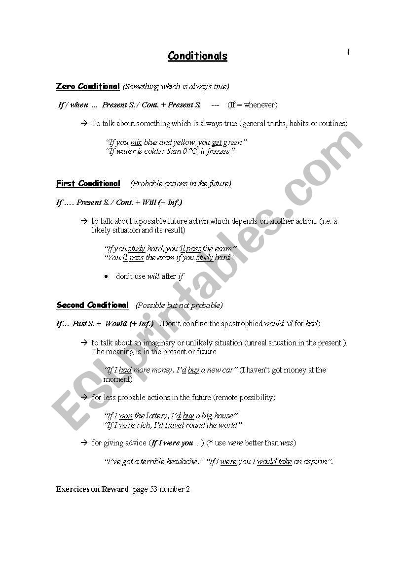 Conditionals worksheet