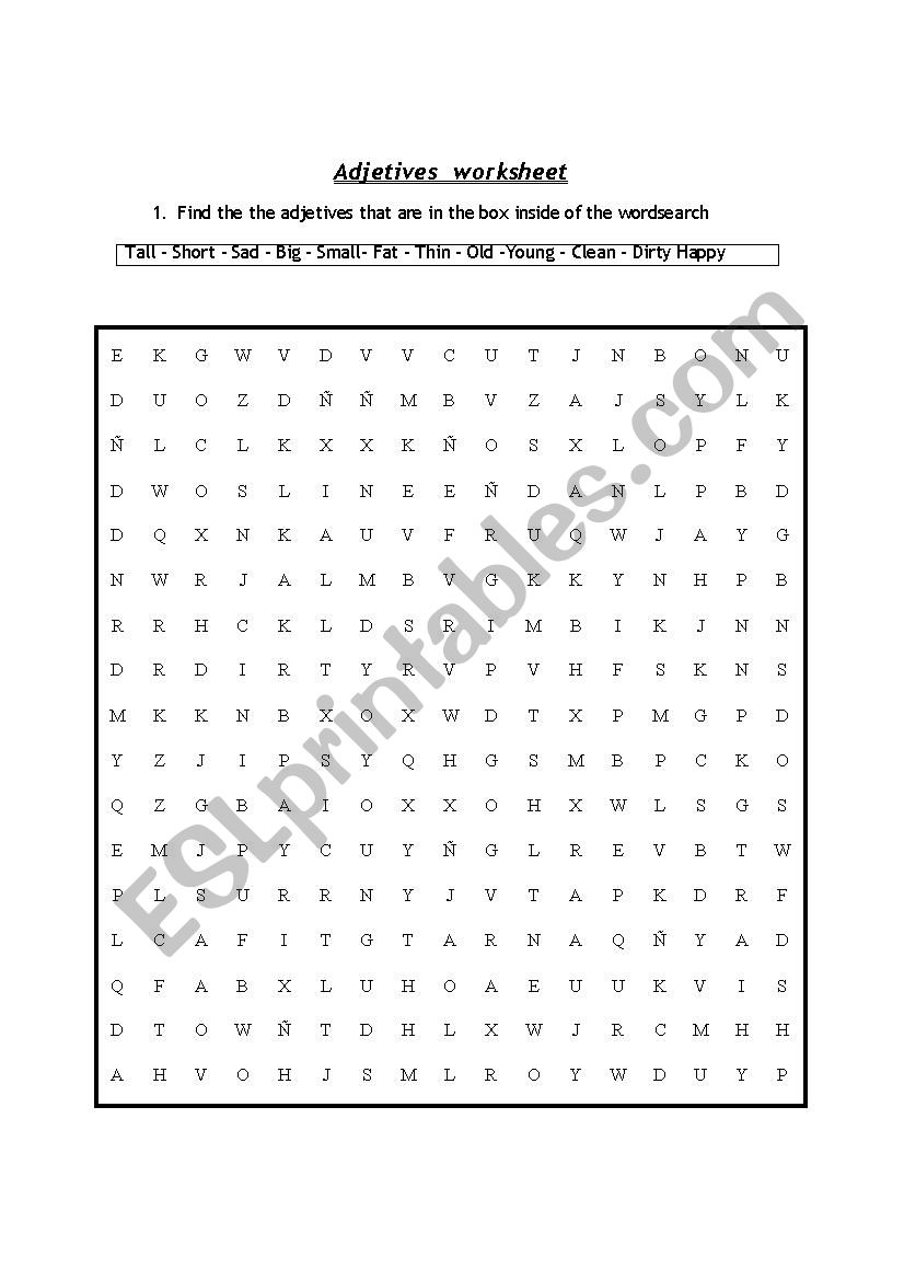 Adjetives Worksheet worksheet