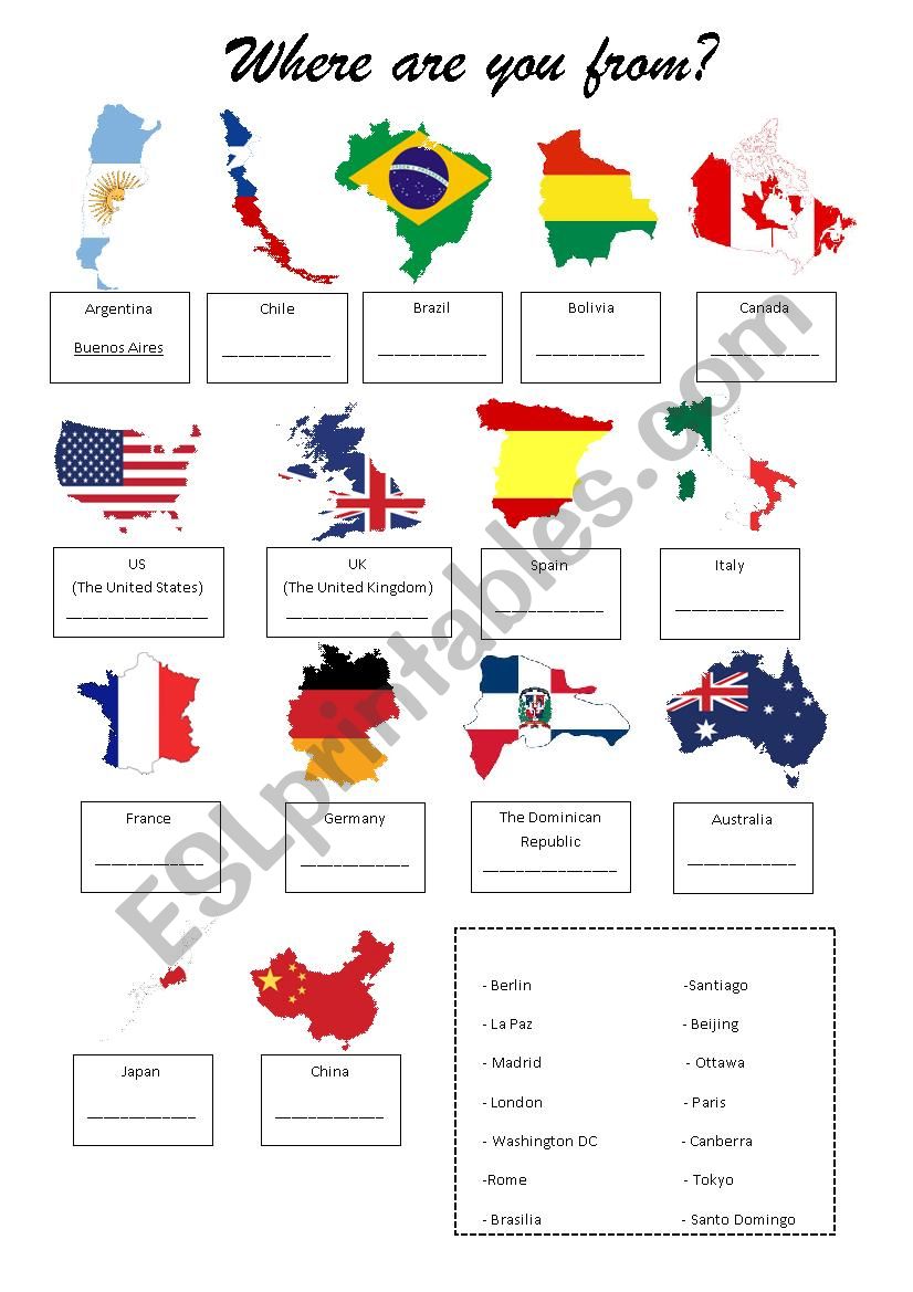 Where are you from? worksheet