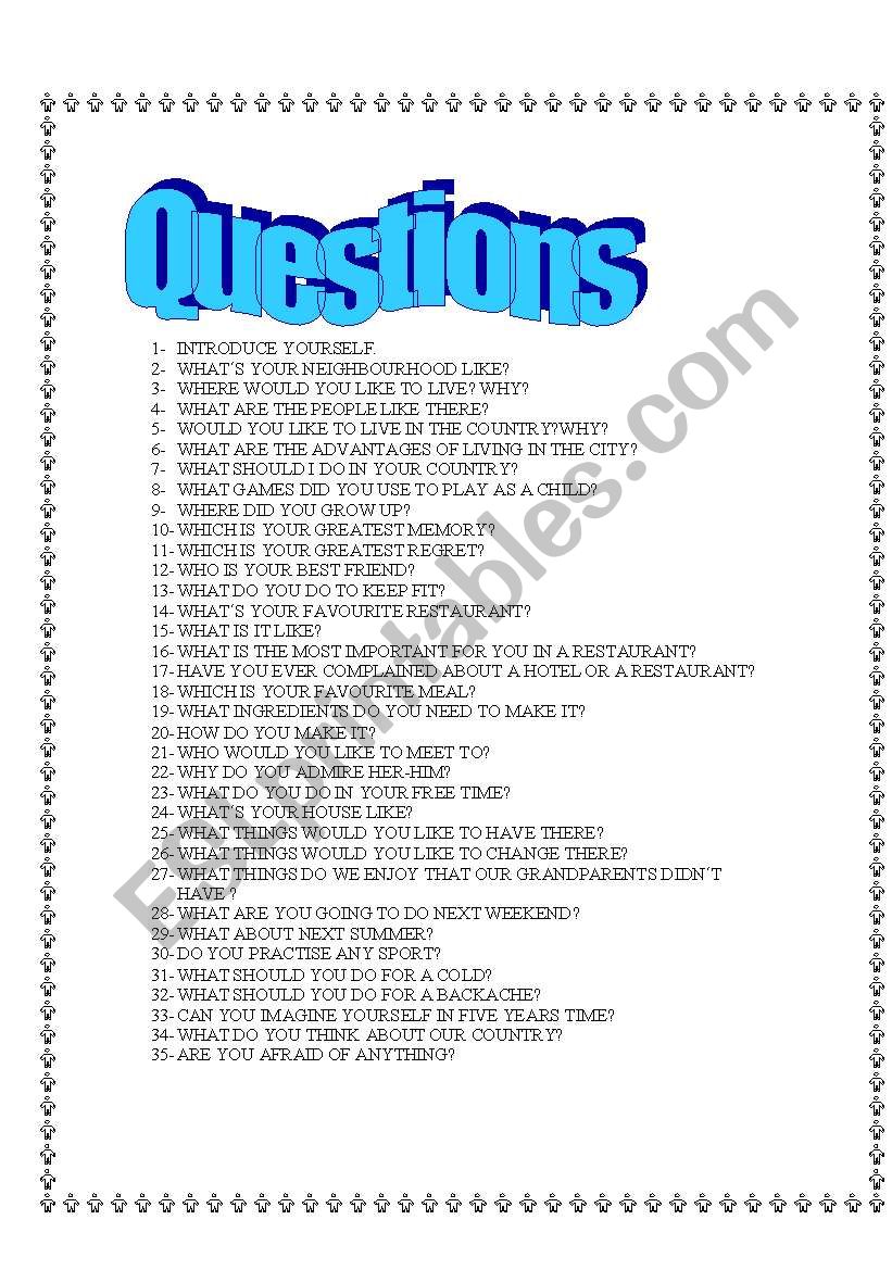 35  Questions worksheet