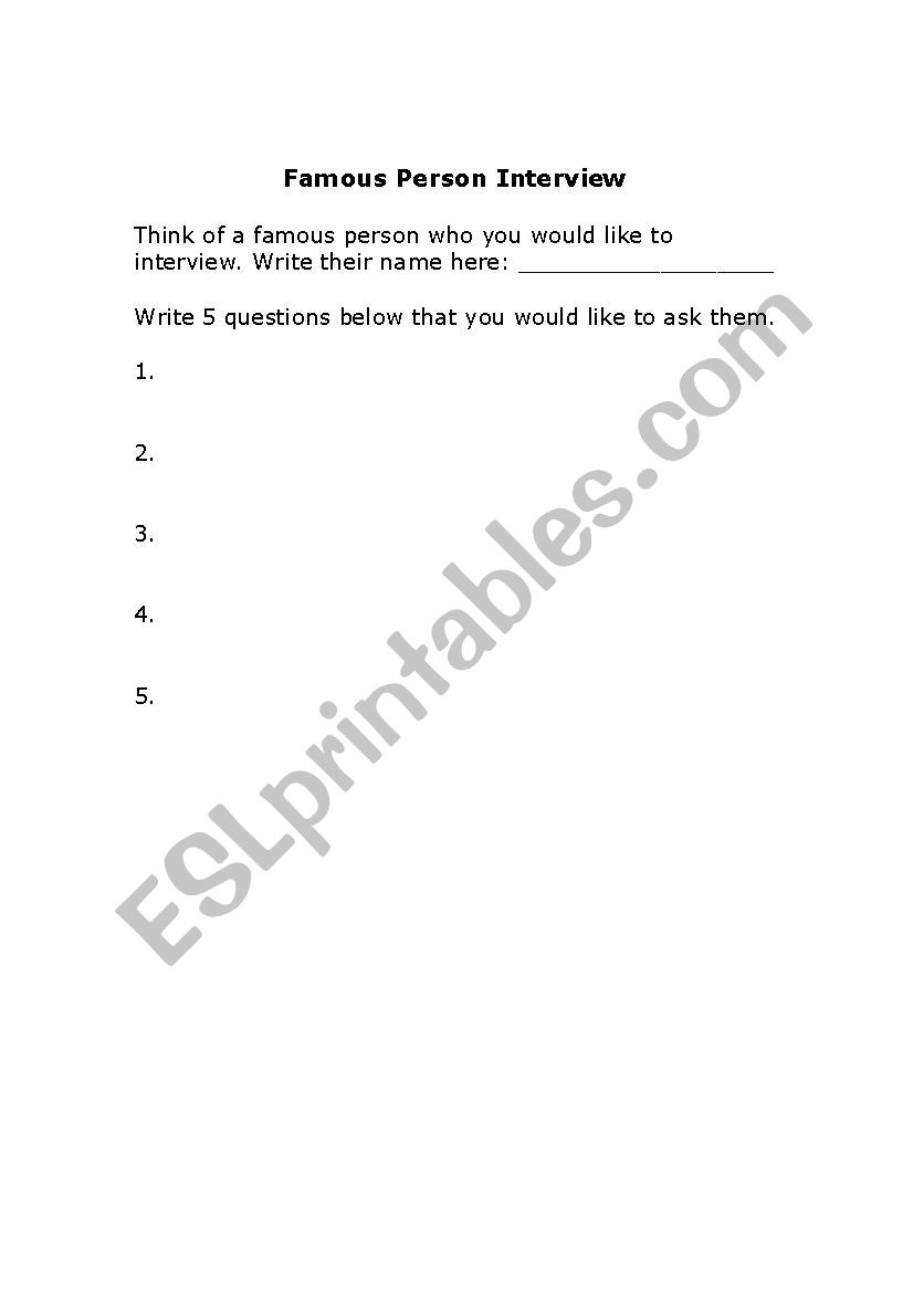 Famous Person Interview worksheet