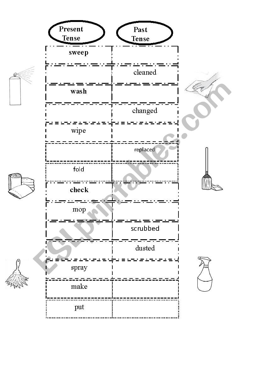 Cleaning Verbs worksheet