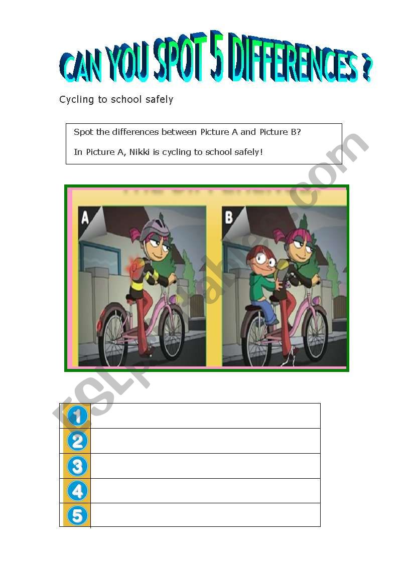Can you spot 5 differences? worksheet