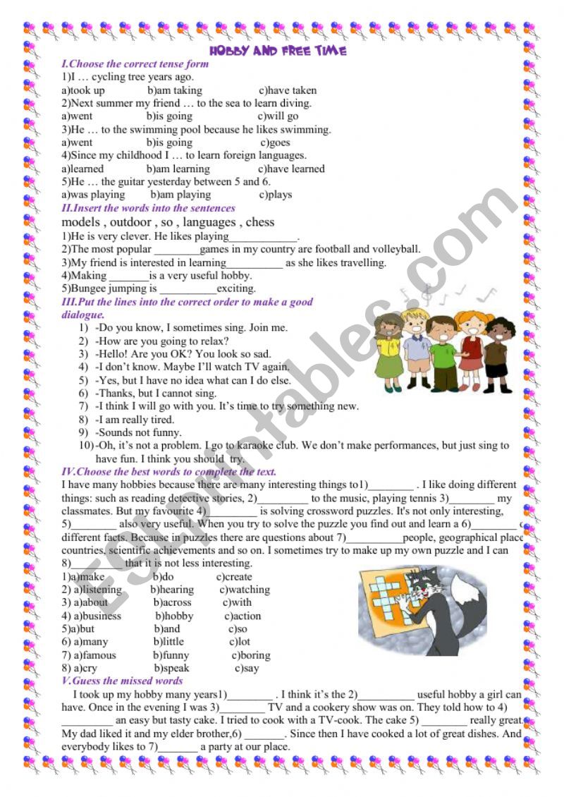 HOBBY AND FREE TIME worksheet