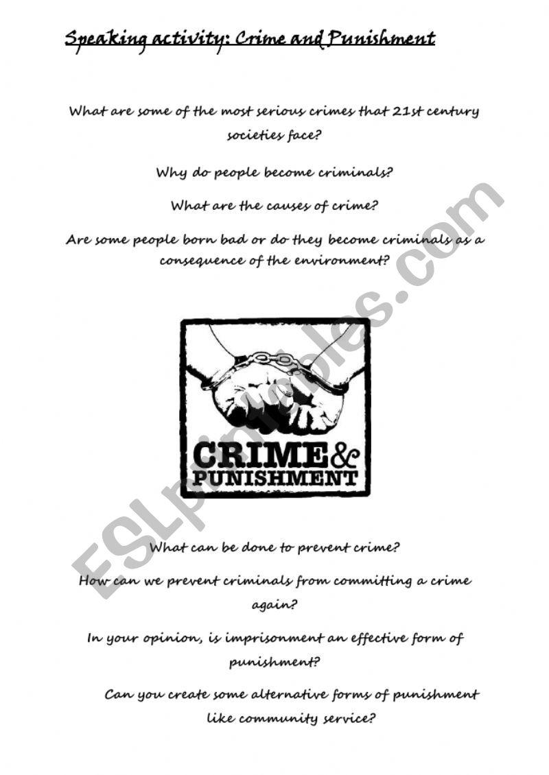 Crime and Punishment worksheet