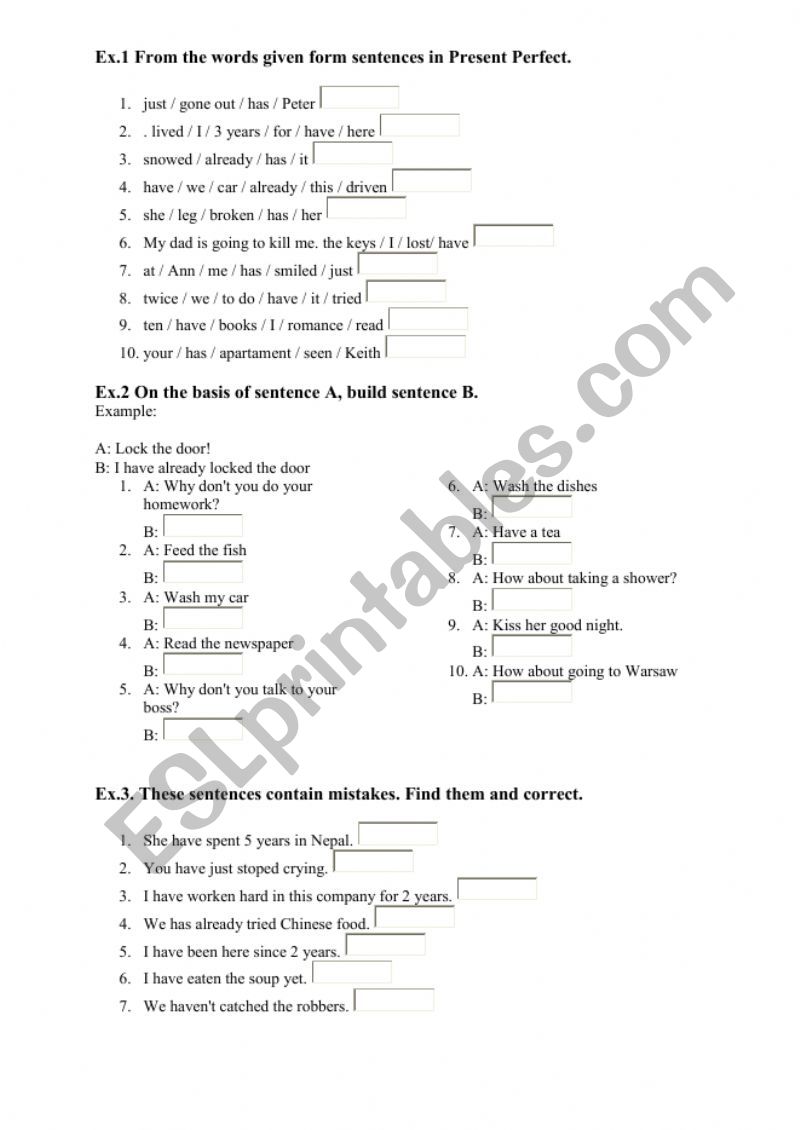 present perfect - affirmatives, interrogatives and negatives