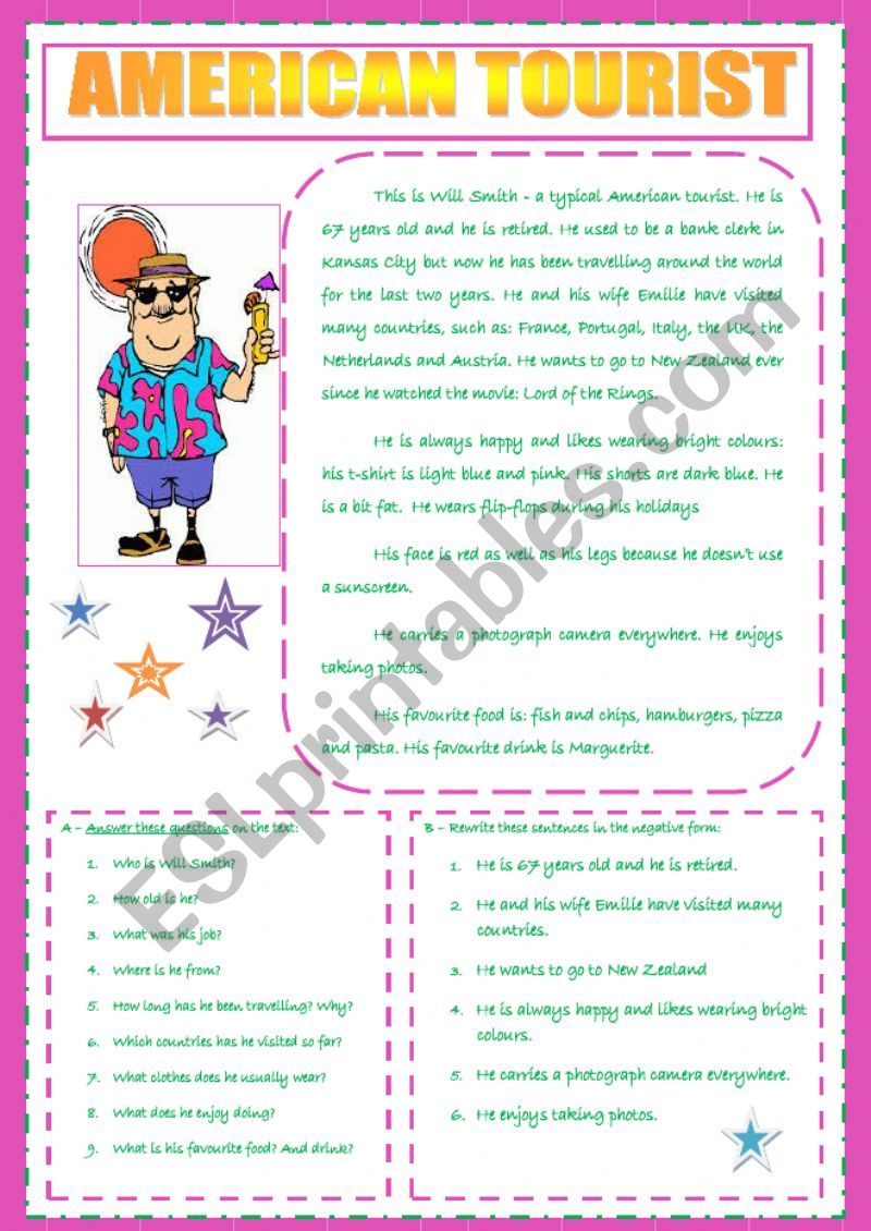 AMERICAN TOURIST  worksheet