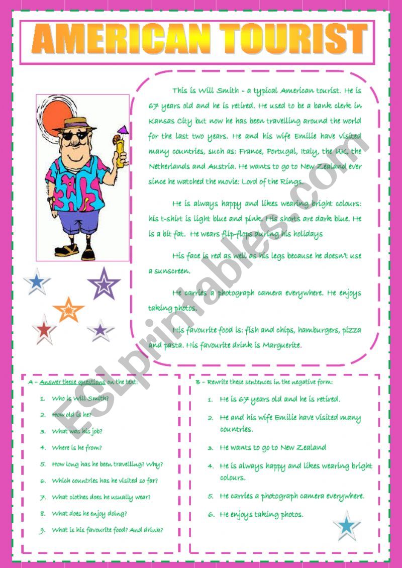 AMERICAN TOURIST  worksheet