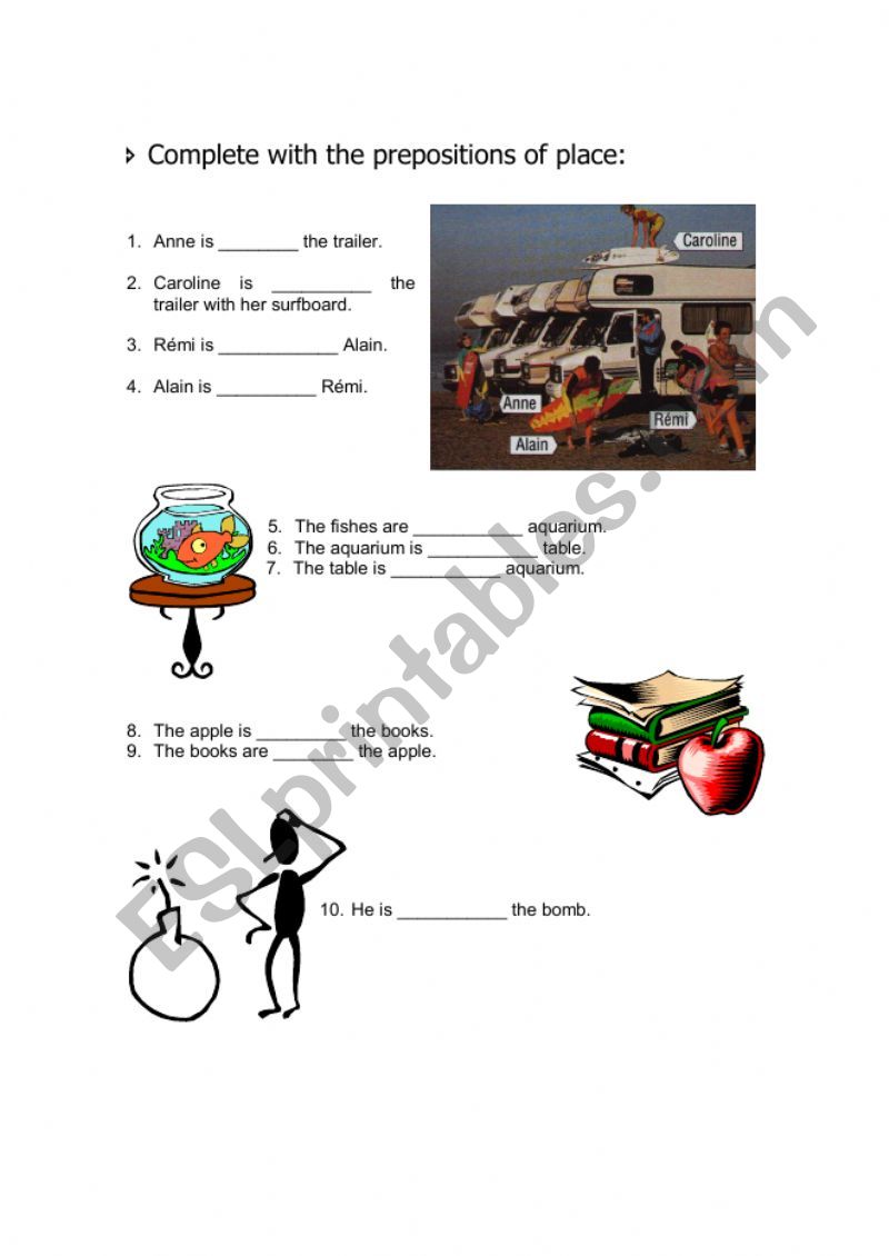 Prepositions of Place worksheet