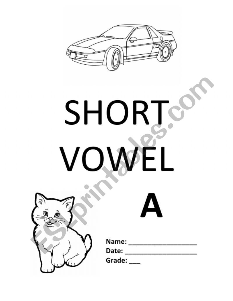 Short Vowels Covers Book worksheet