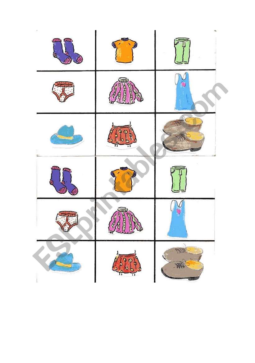 Lets play bingo with our clothes