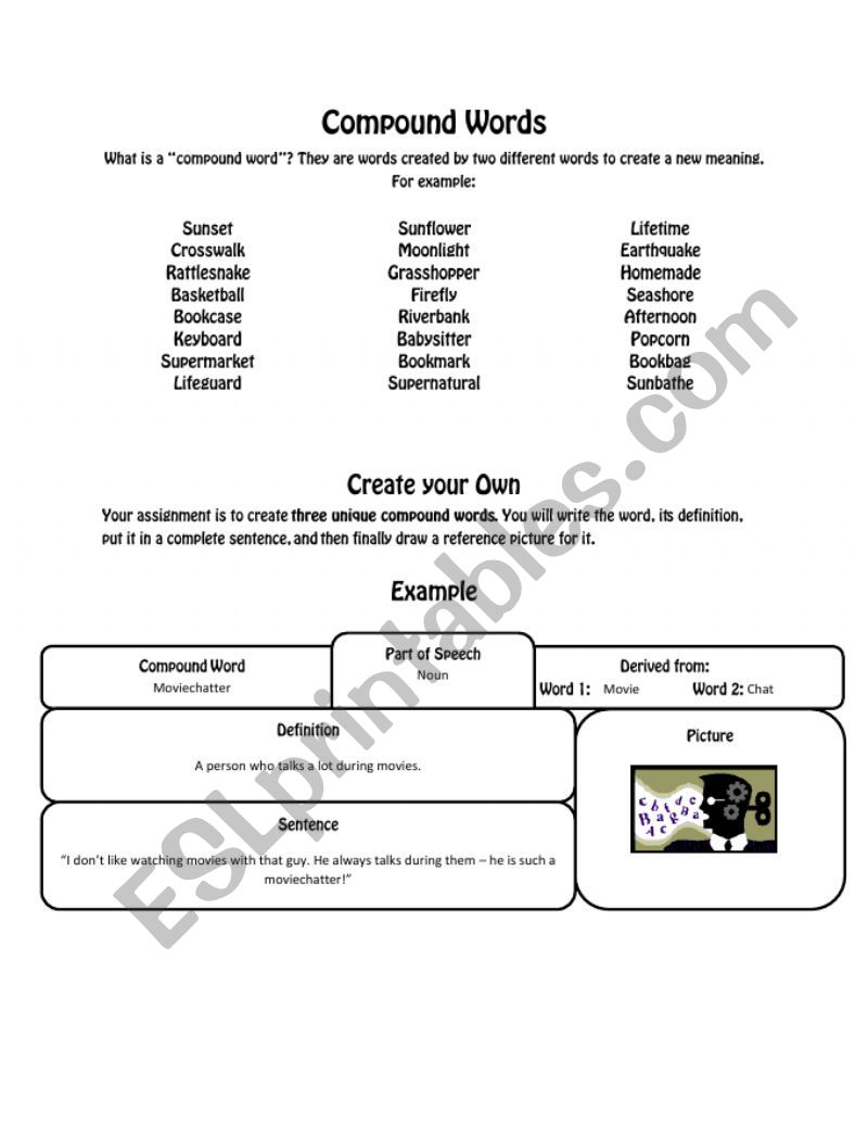 Creative Compound Words 1 worksheet