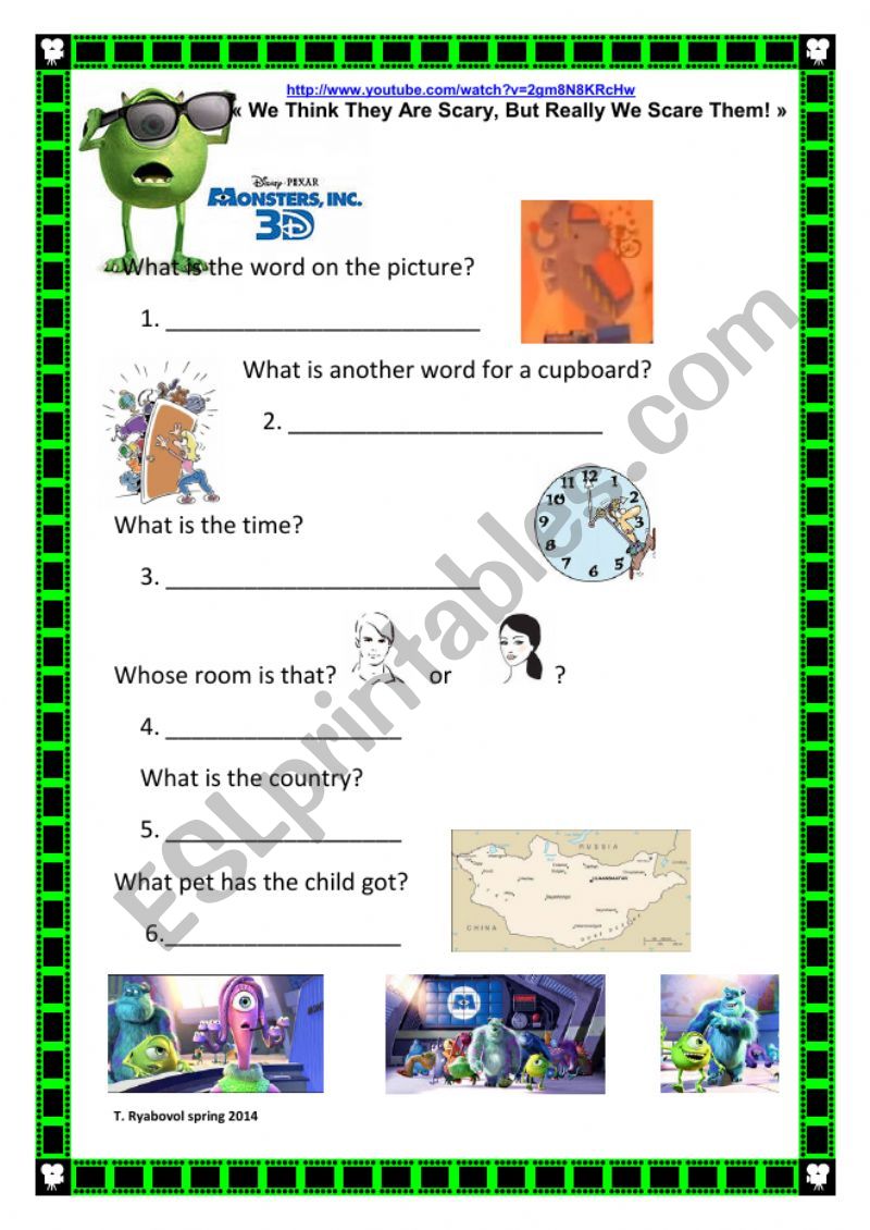 Monsters worksheet