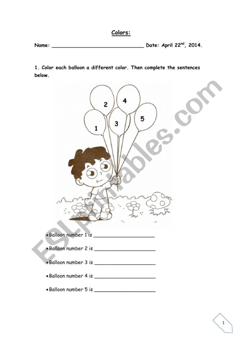 Colors worksheet