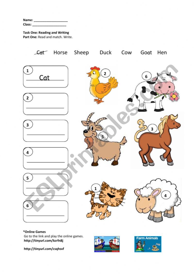 Farm Animals Reading and Writing