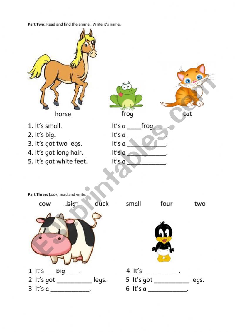 Farm Animals Reading and Writing - ESL worksheet by slhyasemin
