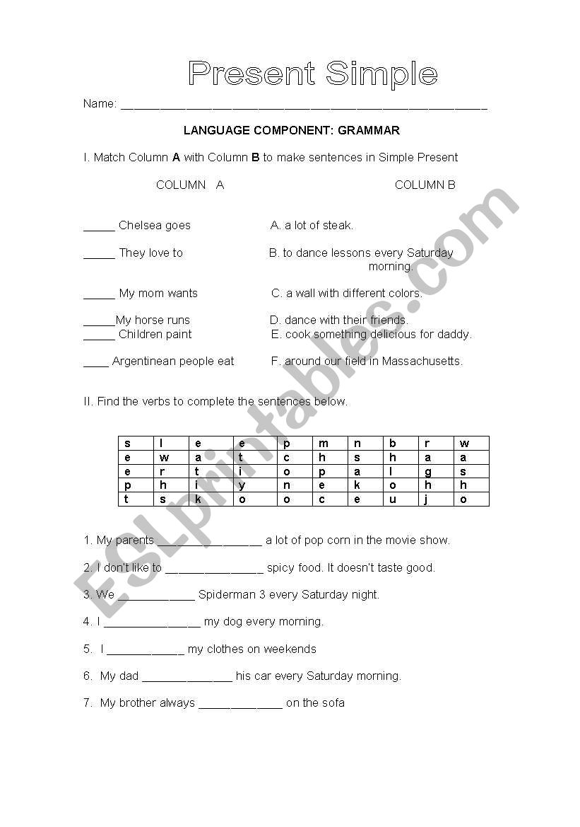 Present Simple worksheet