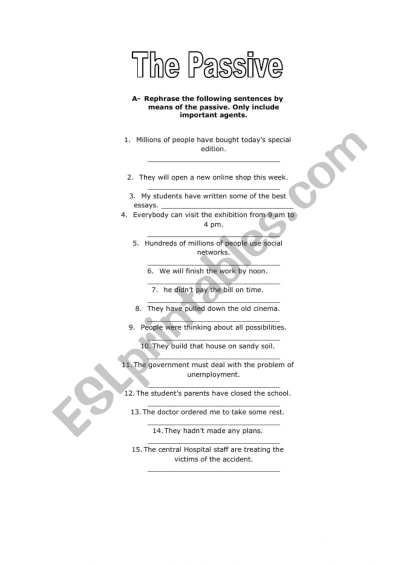 passive voice worksheet