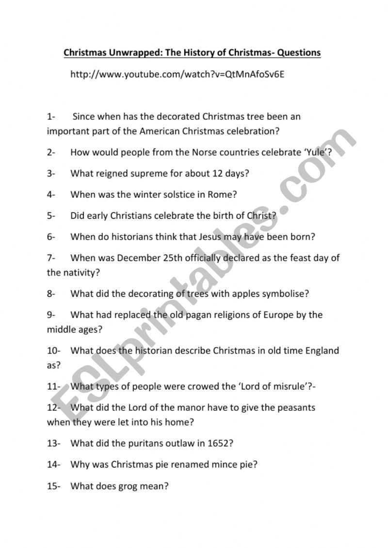 Christmas unwrapped documentary - Comprehension questions and answers