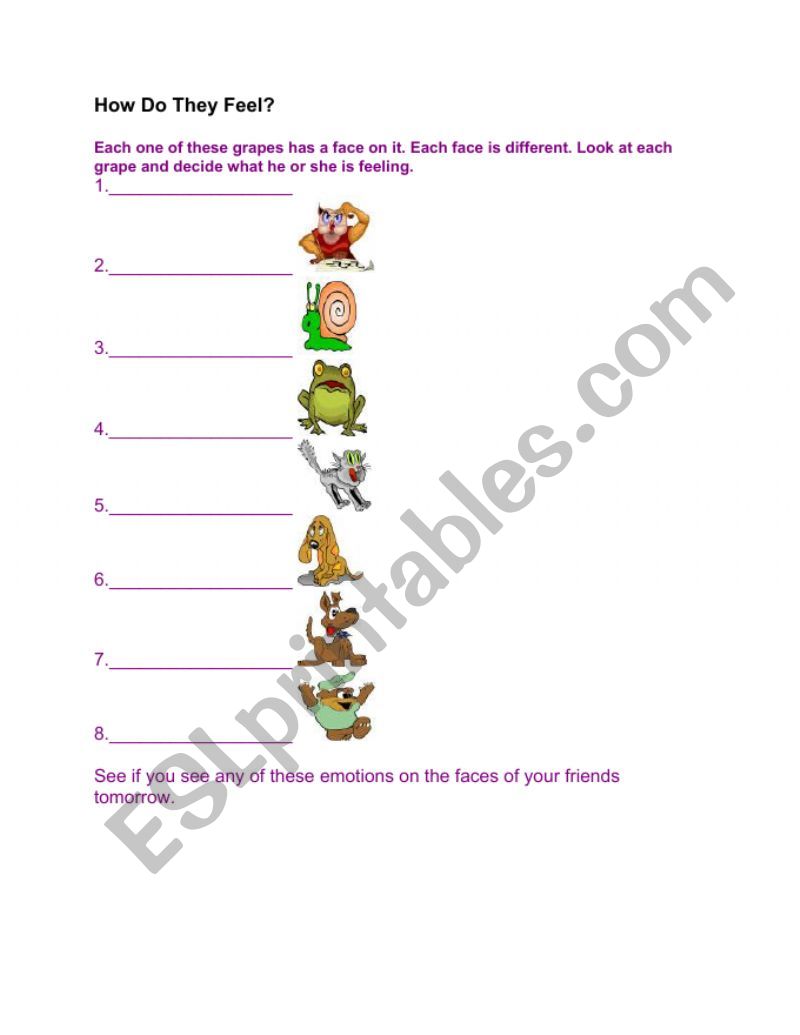 How Do They Feel worksheet