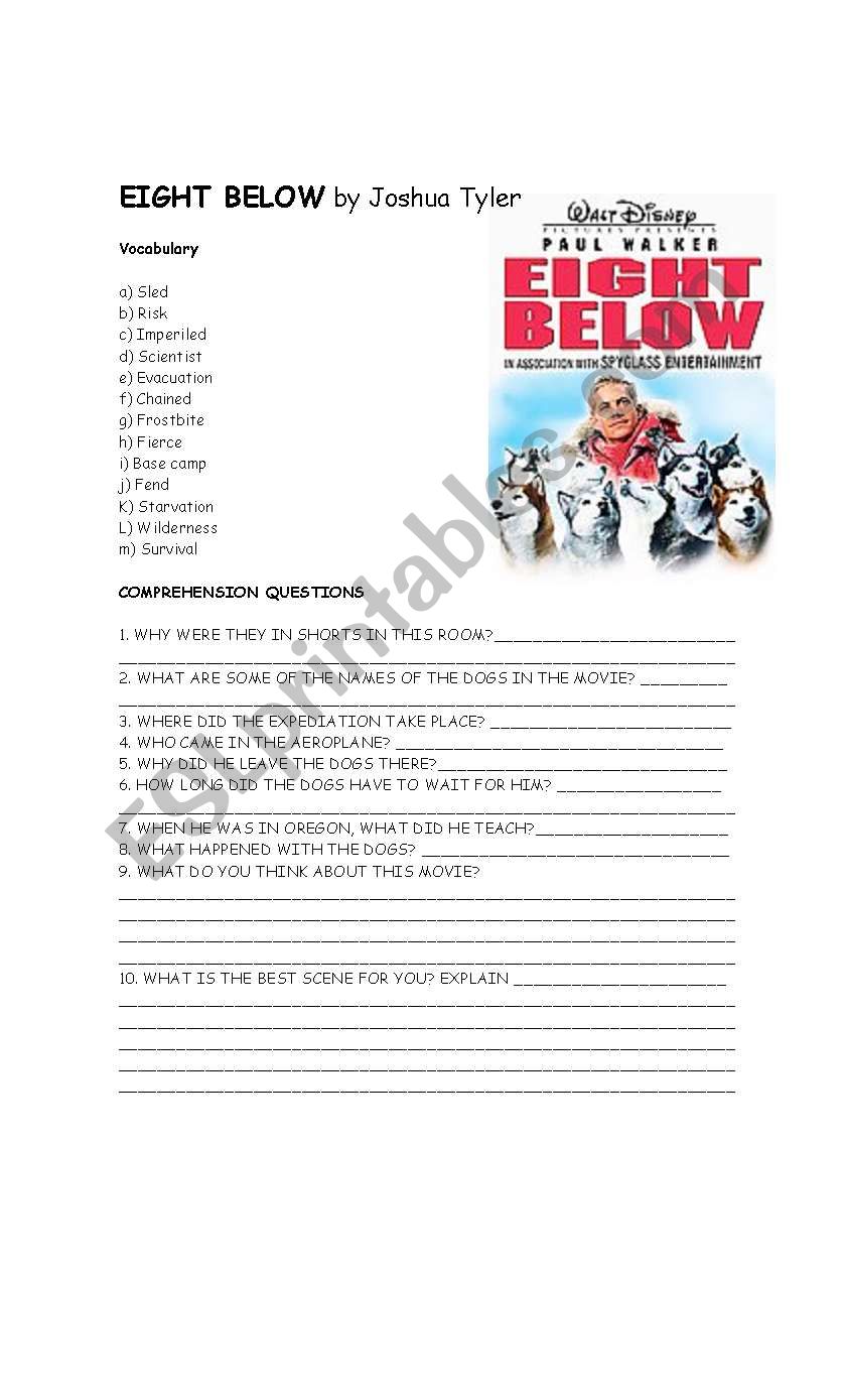 Eight Below Movie worksheet