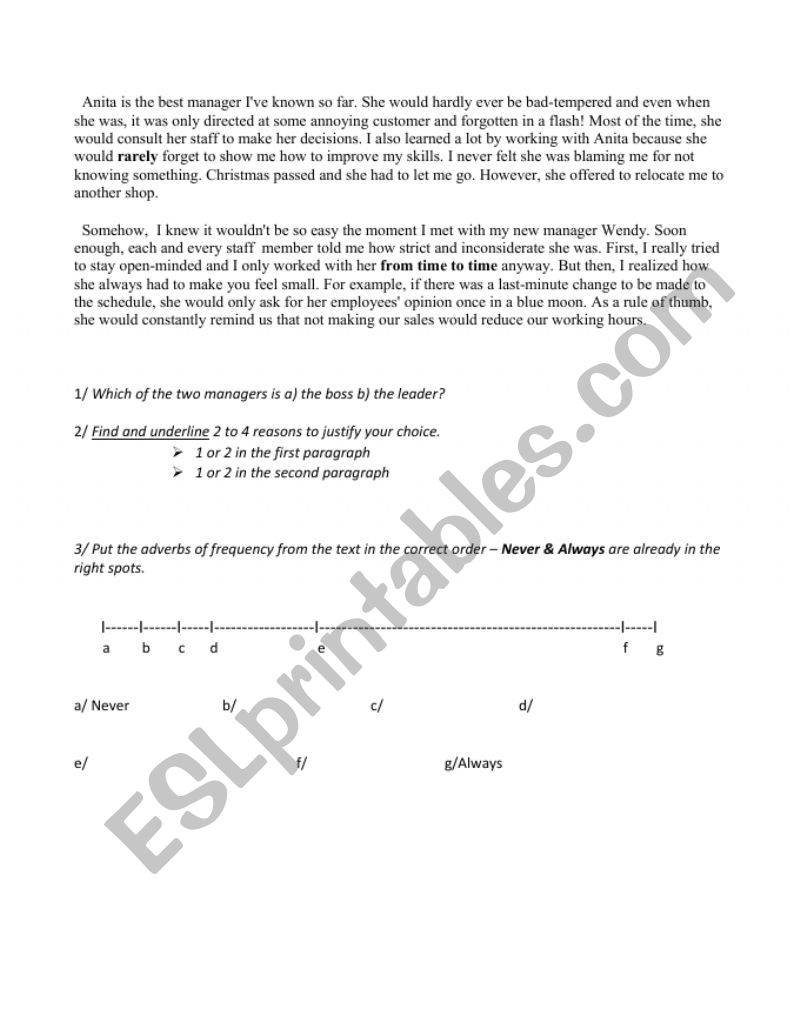 Adverbs of Frequency - Intermediate to Upper