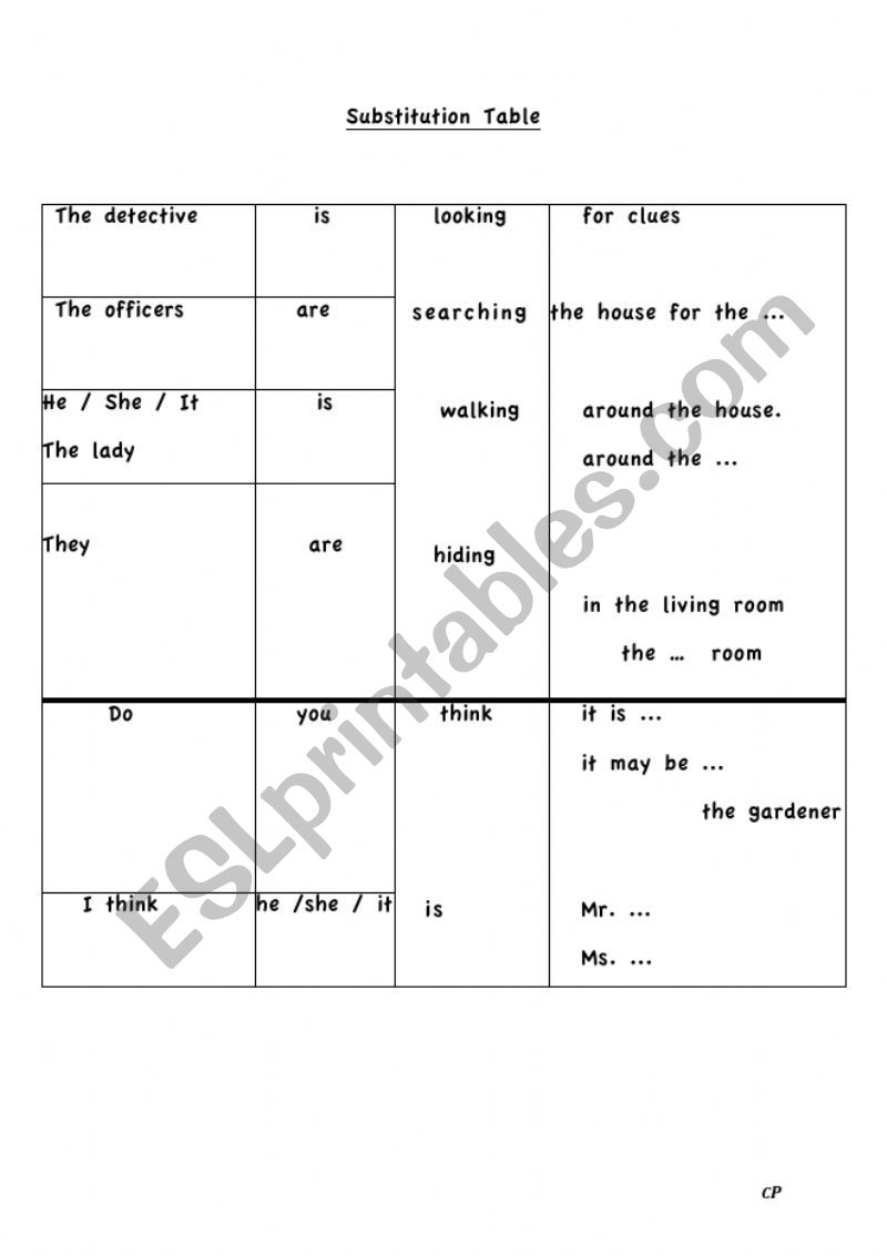 Substitution table detective story