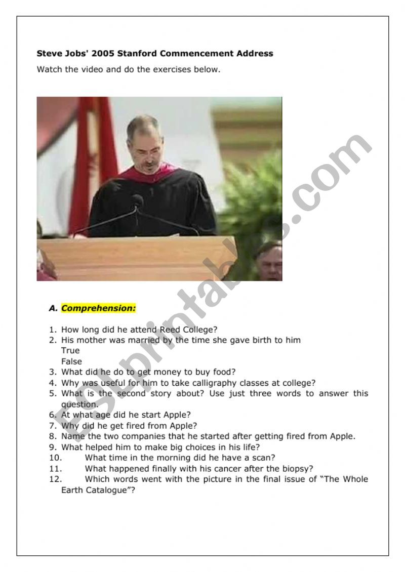 Steve JobsÂ´ 2005 Stanford Commencement Address 