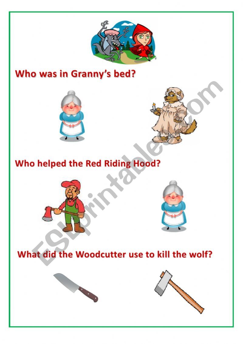 litttle red riding hood worksheet