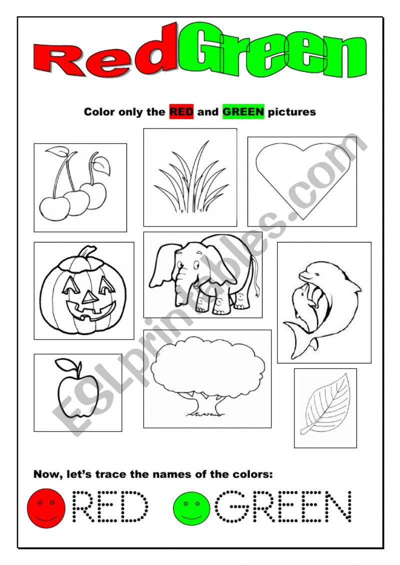 Green and Red worksheet
