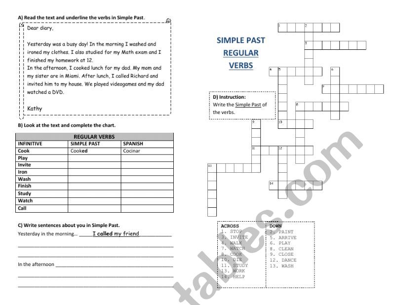 REGULAR VERBS worksheet