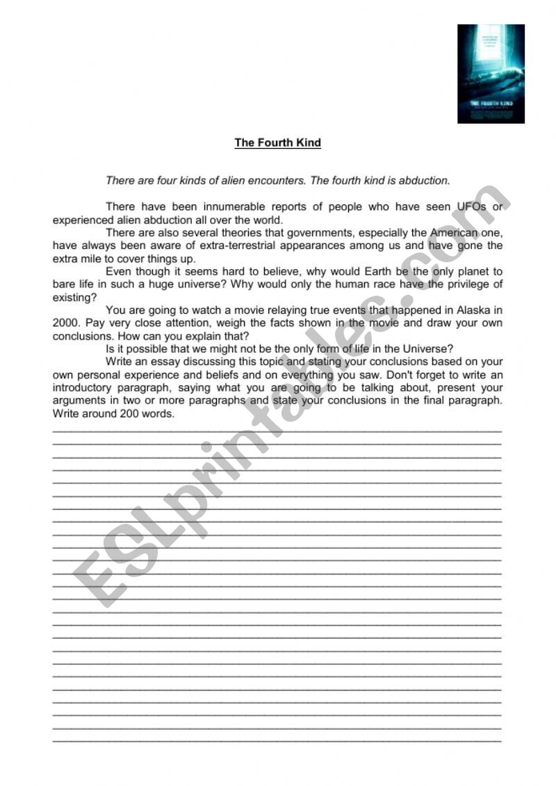 The Fourth Kind worksheet