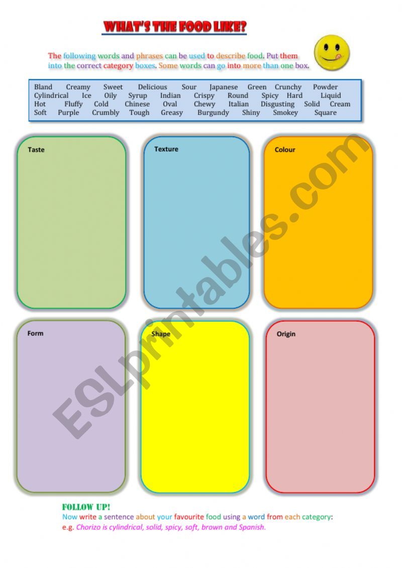 Whats the food like? worksheet