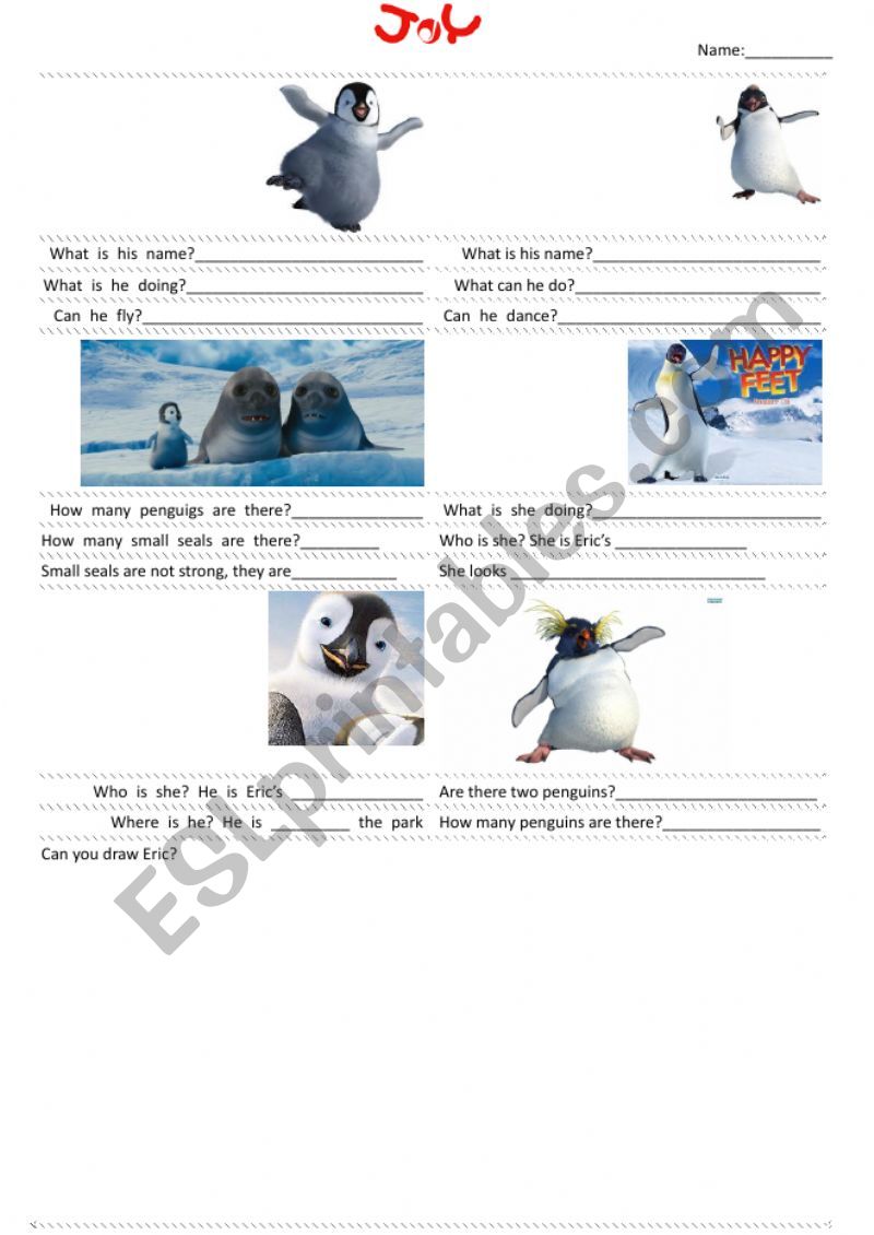 happy feet worksheet