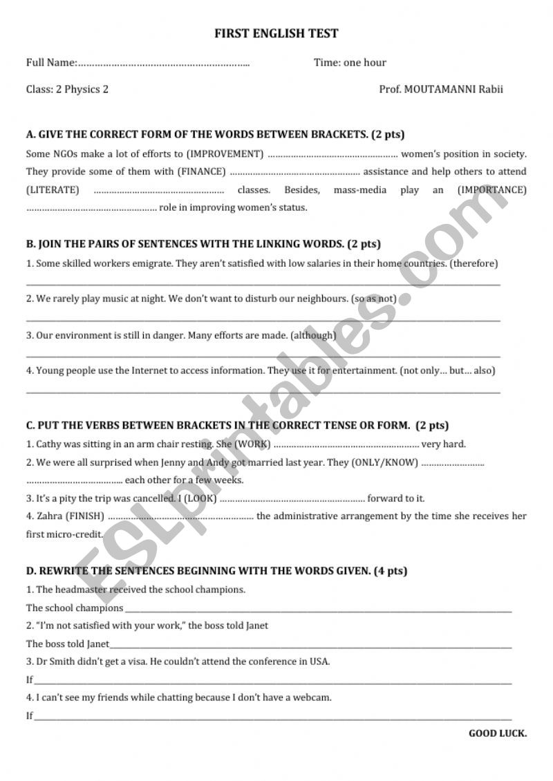 LINKING WORDS / PASSIVE VOICE / REPORTED SPEECH REVIEW