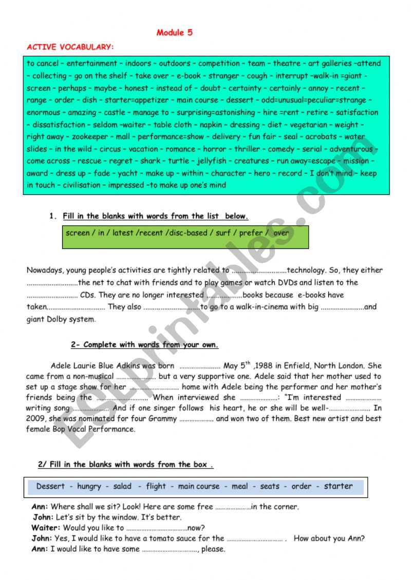 Module 5 worksheet