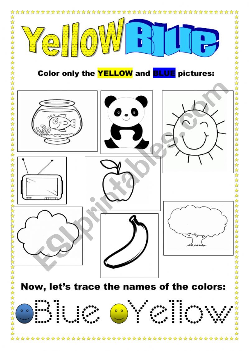 Colors Yellow and Blue worksheet