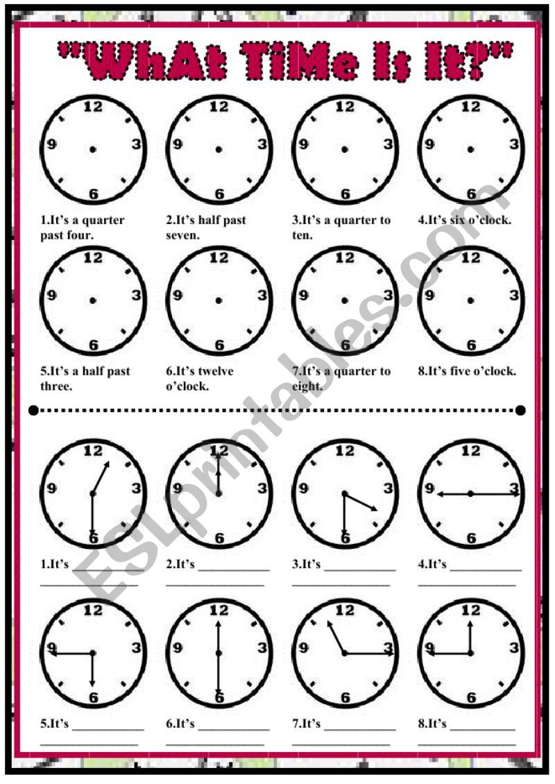 What time is it? worksheet