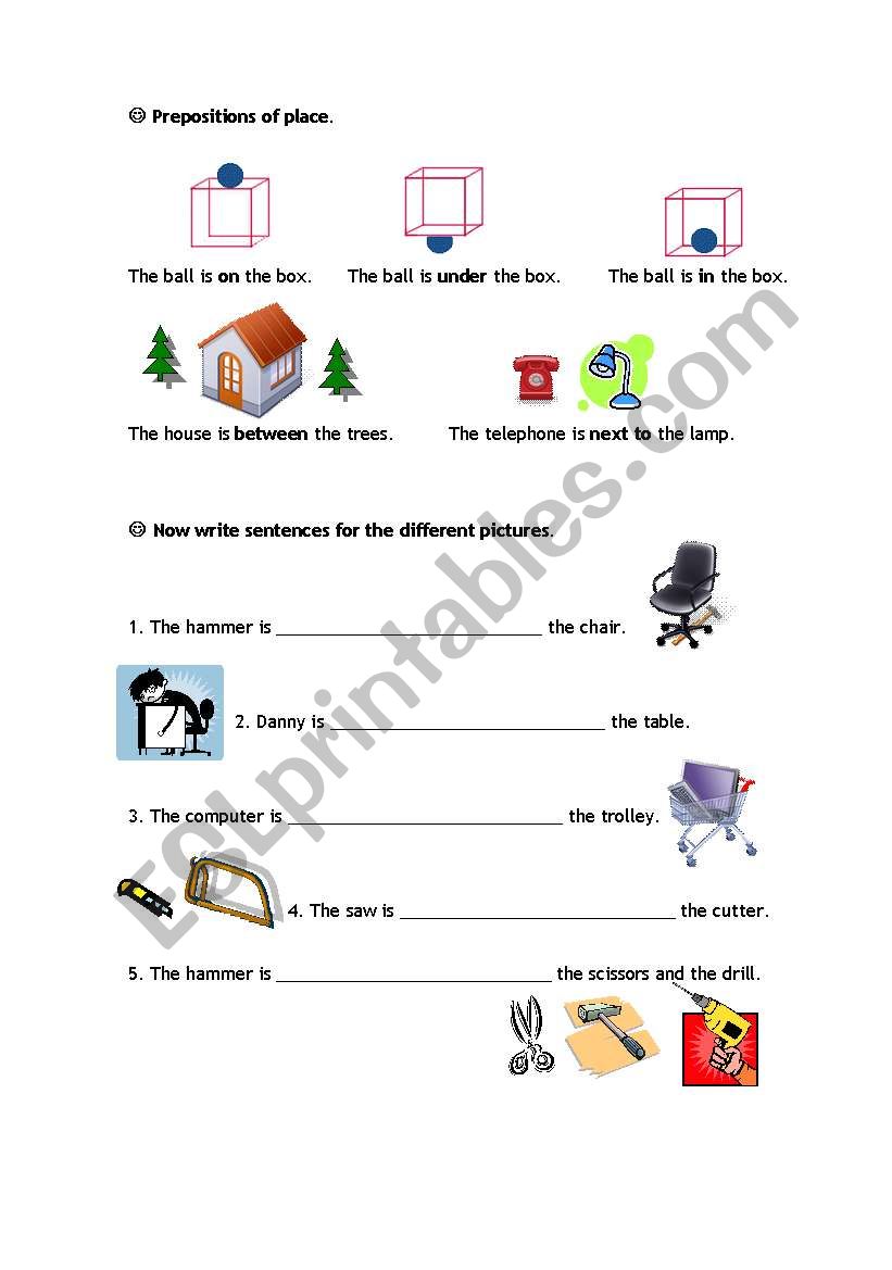 Prepositions of Place worksheet