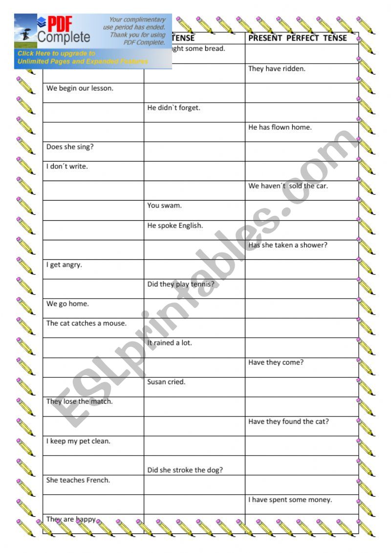 Present -Past - Present Perfect Tense 