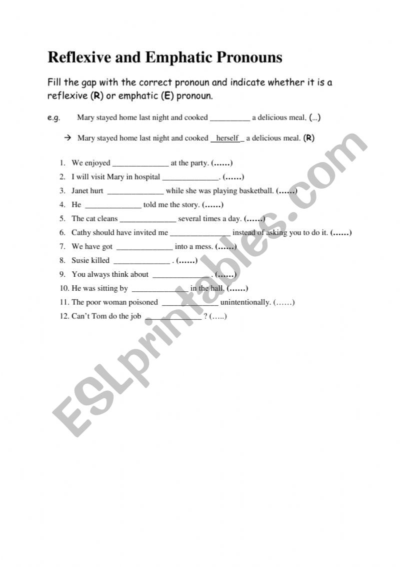 Reflexive and Emphatic Pronouns 